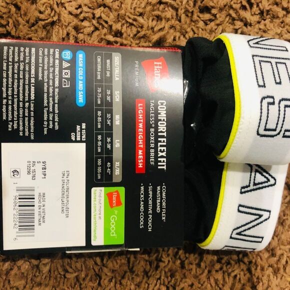 Hanes Comfort Flex Fit‎ Lightweight Mesh Men's Boxer Brief Underwear Black Small - Picture 5 of 5